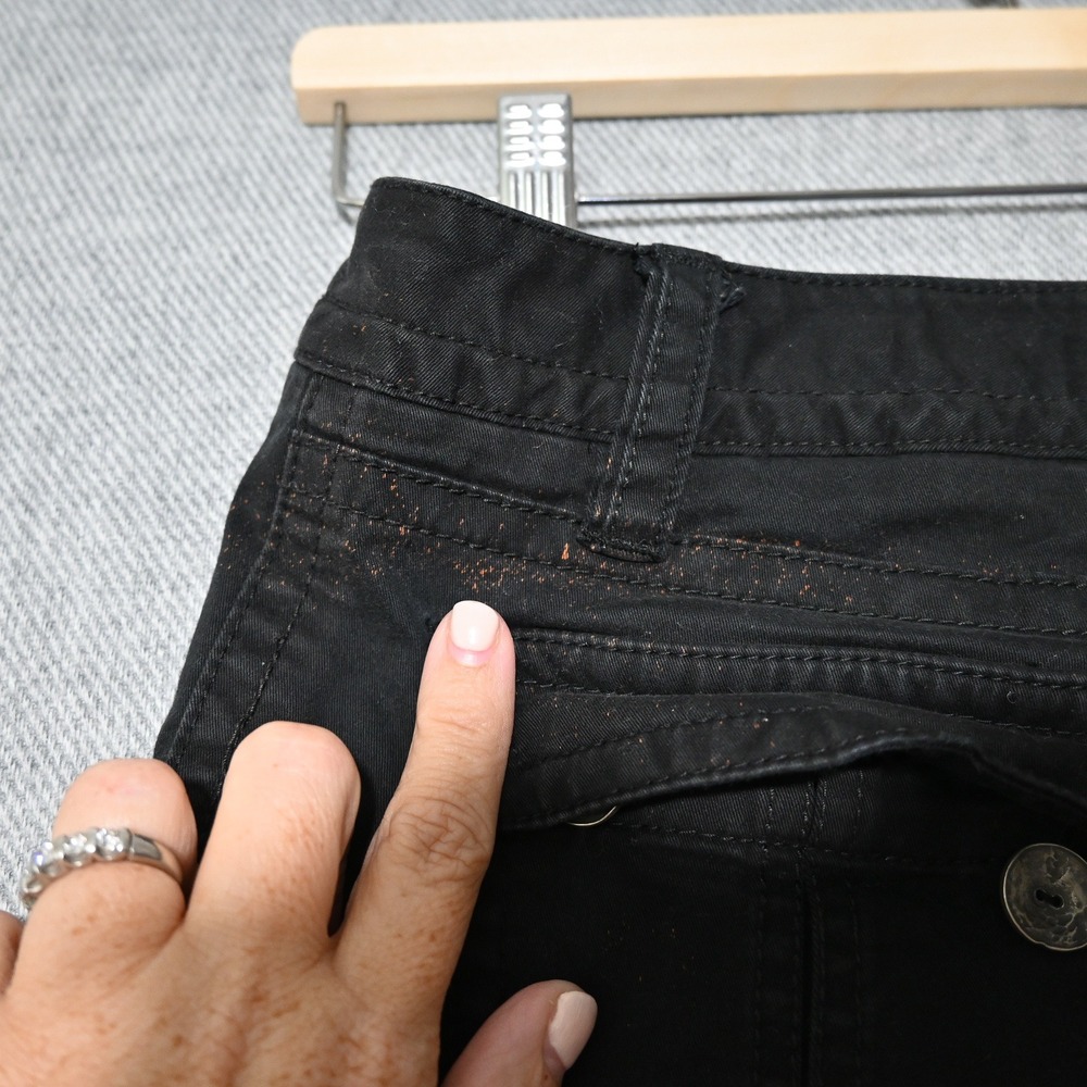 Miss Me Cargo Pants Womens 28 Rhinestone Embroidered Flare Leg Black Flaws - Picture 8 of 14